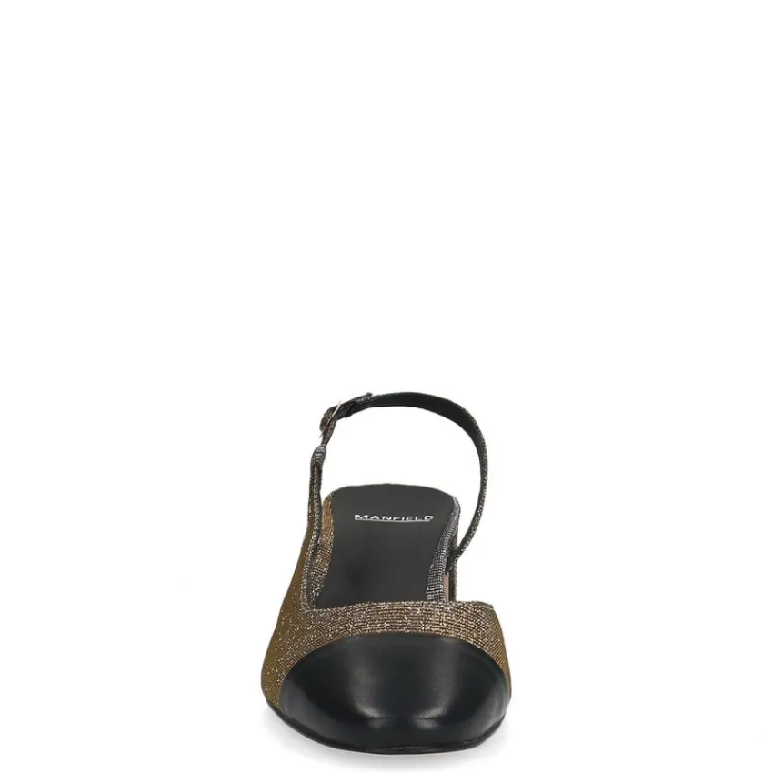 Manfield Zilveren glitter slingbacks^DAMES Pumps|Slingbacks