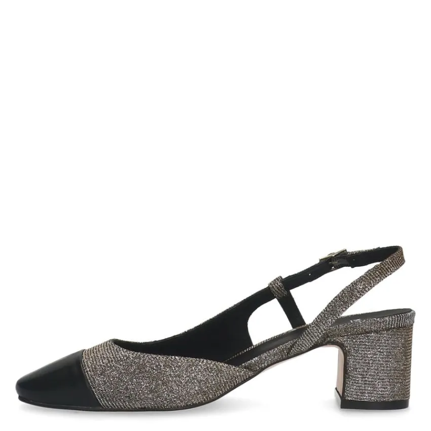 Manfield Zilveren glitter slingbacks^DAMES Pumps|Slingbacks
