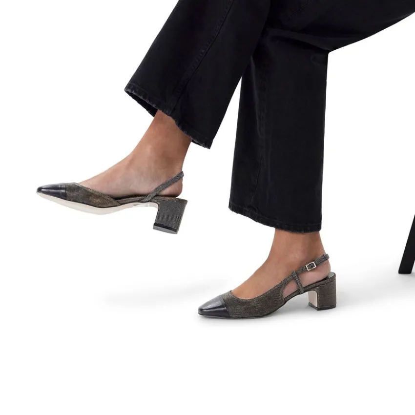 Manfield Zilveren glitter slingbacks^DAMES Pumps|Slingbacks