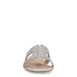 Manfield Zilveren glitter slippers^DAMES Slippers