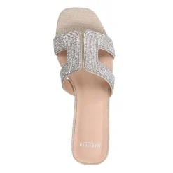 Manfield Zilveren glitter slippers^DAMES Slippers