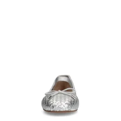 Manfield Zilveren leren ballerina's^DAMES Loafers