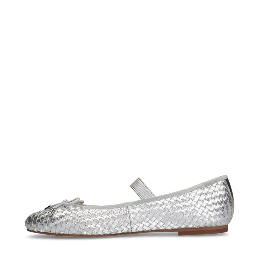 Manfield Zilveren leren ballerina's^DAMES Loafers