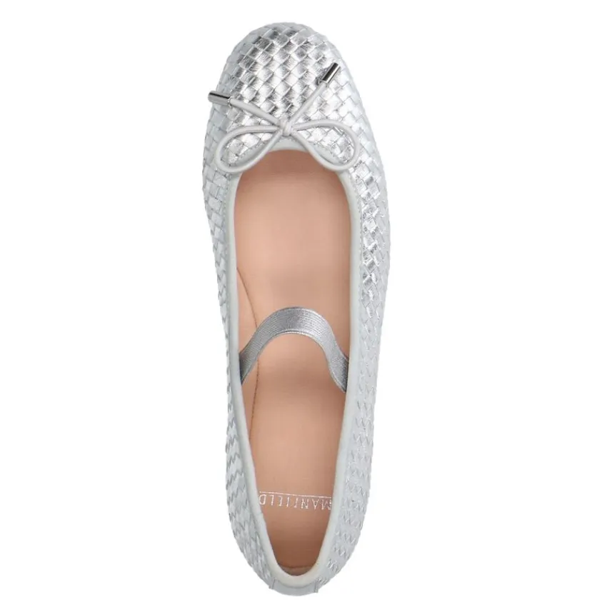 Manfield Zilveren leren ballerina's^DAMES Loafers
