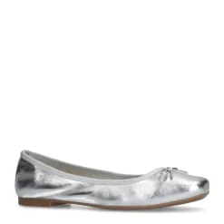 Manfield Zilveren leren ballerina's^DAMES Loafers