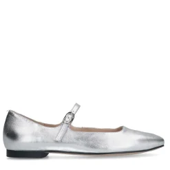 Manfield Zilveren leren ballerina's^DAMES Loafers