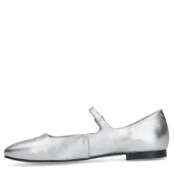 Manfield Zilveren leren ballerina's^DAMES Loafers
