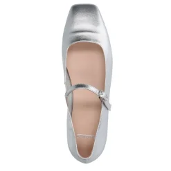 Manfield Zilveren leren ballerina's^DAMES Loafers