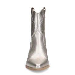 Manfield Zilveren leren cowboylaarzen^DAMES Enkellaarsjes