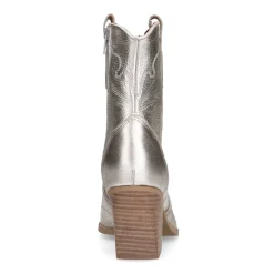 Manfield Zilveren leren cowboylaarzen^DAMES Enkellaarsjes
