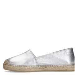Manfield Zilveren leren espadrilles^DAMES Espadrilles