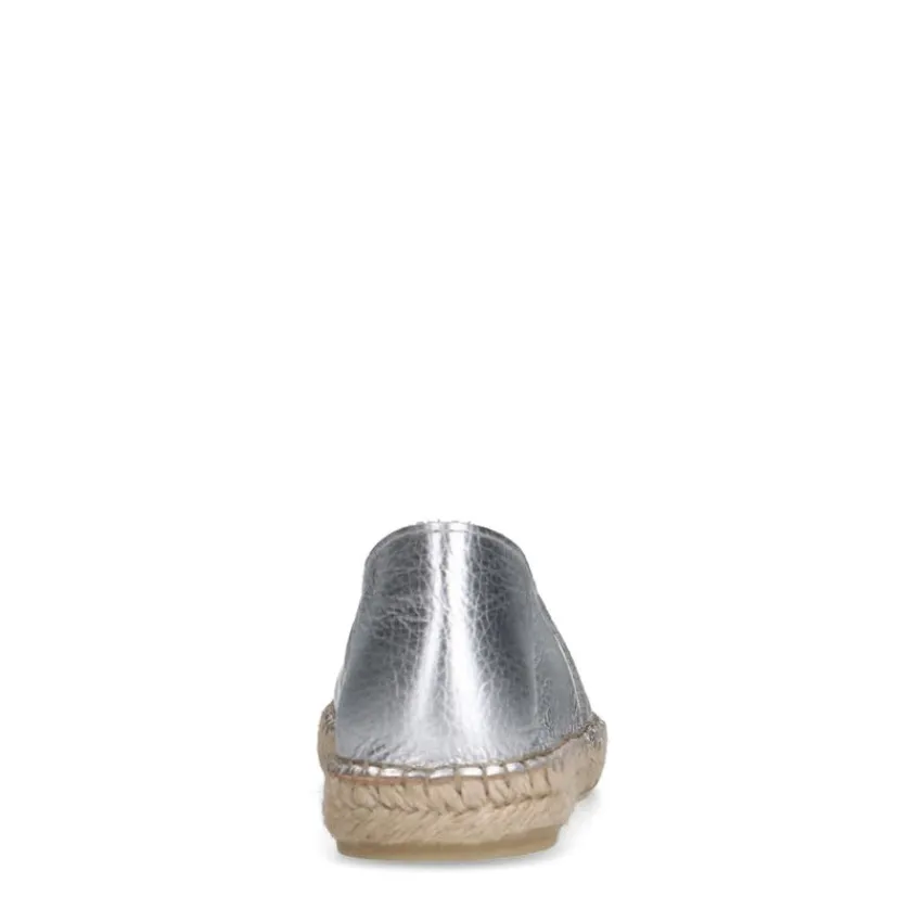 Manfield Zilveren leren espadrilles^DAMES Espadrilles