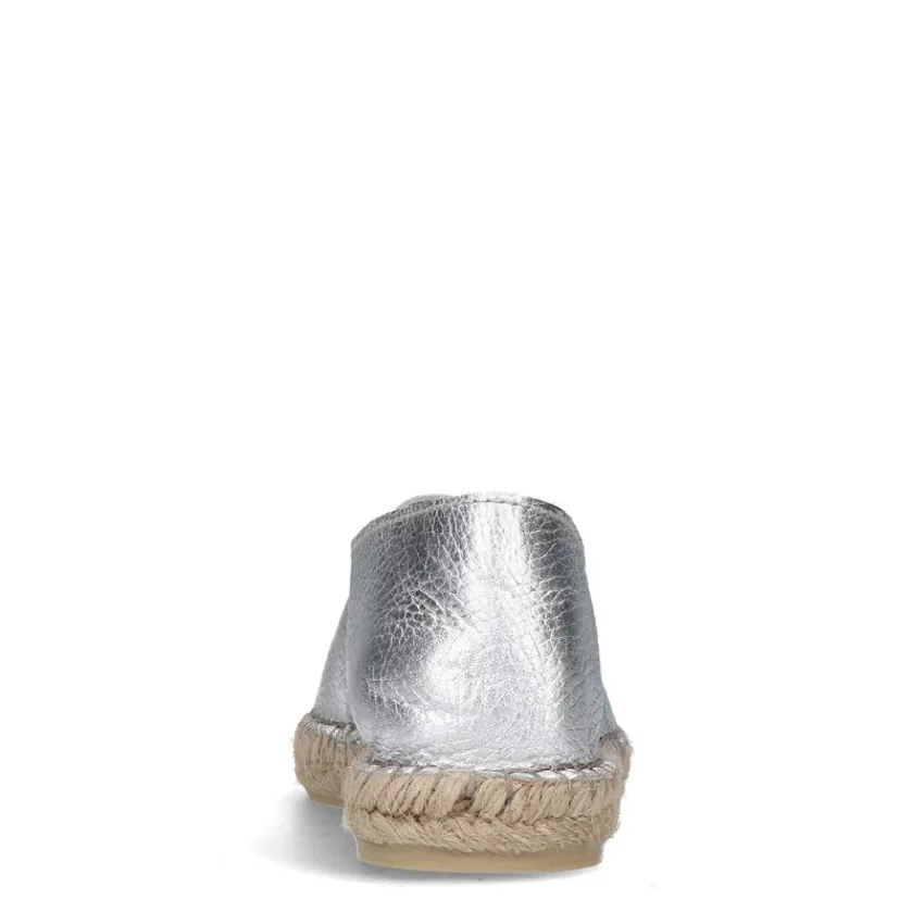 Manfield Zilveren leren espadrilles^DAMES Espadrilles