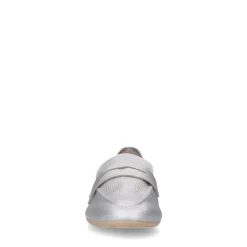 Manfield Zilveren leren loafers^DAMES Loafers