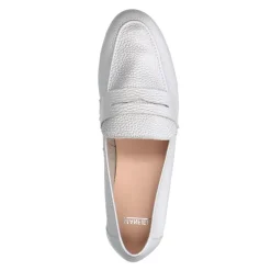 Manfield Zilveren leren loafers^DAMES Loafers