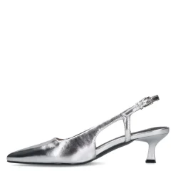 Manfield Zilveren leren slingbacks^DAMES Pumps|Slingbacks