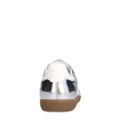 Manfield Zilveren leren sneakers^DAMES Sneakers