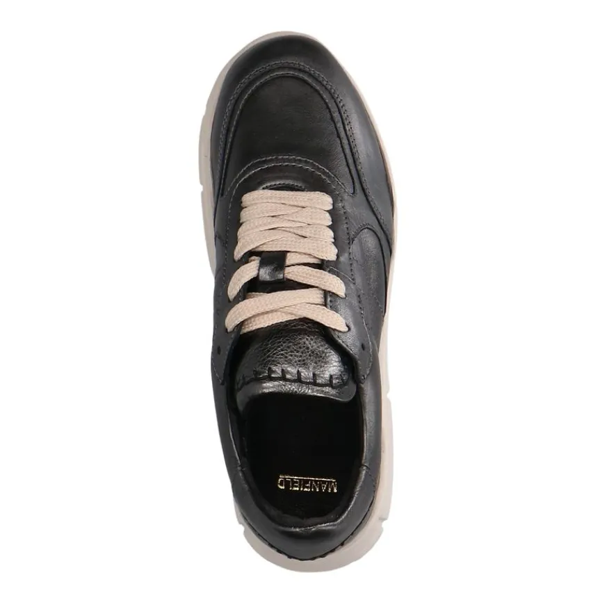 Manfield Zilveren leren sneakers^DAMES Sneakers