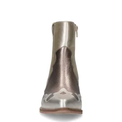 Manfield Zilveren metallic leren cowboy laarzen^DAMES Enkellaarsjes