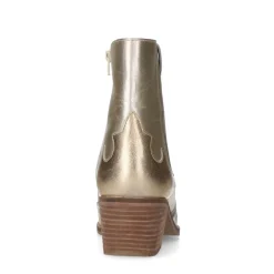 Manfield Zilveren metallic leren cowboy laarzen^DAMES Enkellaarsjes