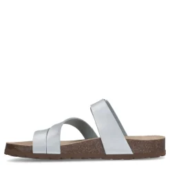 Manfield Zilveren slippers met gesp^DAMES Slippers