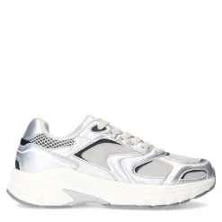 Manfield Zilveren sneakers met mesh details^DAMES Sneakers