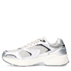 Manfield Zilveren sneakers met mesh details^DAMES Sneakers