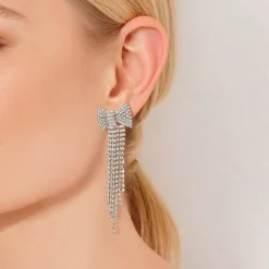 Manfield Zilveren strass party oorbellen^ Sieraden