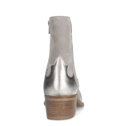 Manfield Zilveren suède metallic cowboy laarzen^DAMES Enkellaarsjes