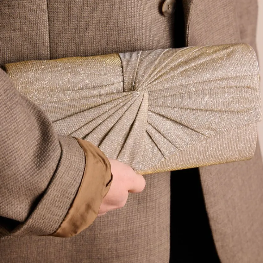 Manfield Zilverkleurige glitter clutch^ Clutches