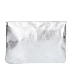 Manfield Zilverkleurige leren clutch^ Clutches