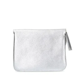 Manfield Zilverkleurige leren portemonnee^ Portemonnees