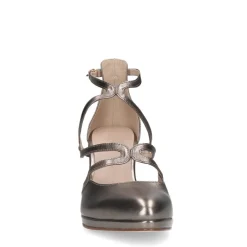 Manfield Zilverkleurige leren pumps^DAMES Pumps