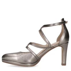 Manfield Zilverkleurige leren pumps^DAMES Pumps