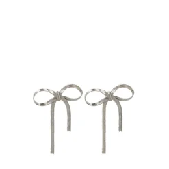 Manfield Zilverkleurige strikjes oorbellen^ Sieraden