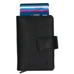 Manfield Zwart leren pasjeshouder^ Portemonnees