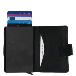 Manfield Zwart leren pasjeshouder^ Portemonnees