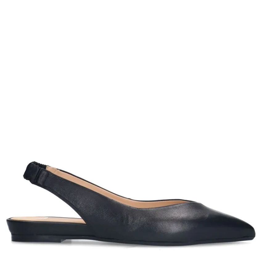 Manfield Zwart leren slingbacks^DAMES Pumps|Slingbacks