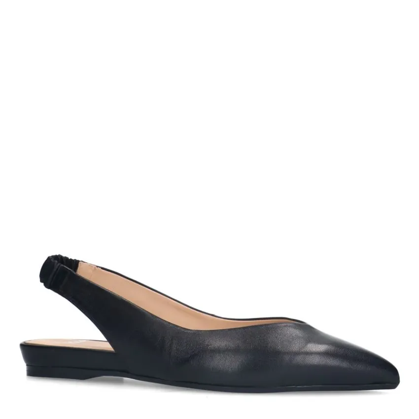 Manfield Zwart leren slingbacks^DAMES Pumps|Slingbacks