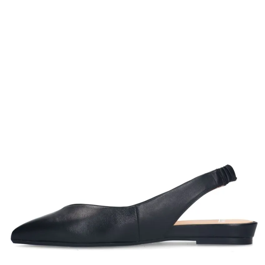 Manfield Zwart leren slingbacks^DAMES Pumps|Slingbacks