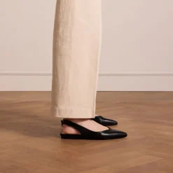 Manfield Zwart leren slingbacks^DAMES Pumps|Slingbacks