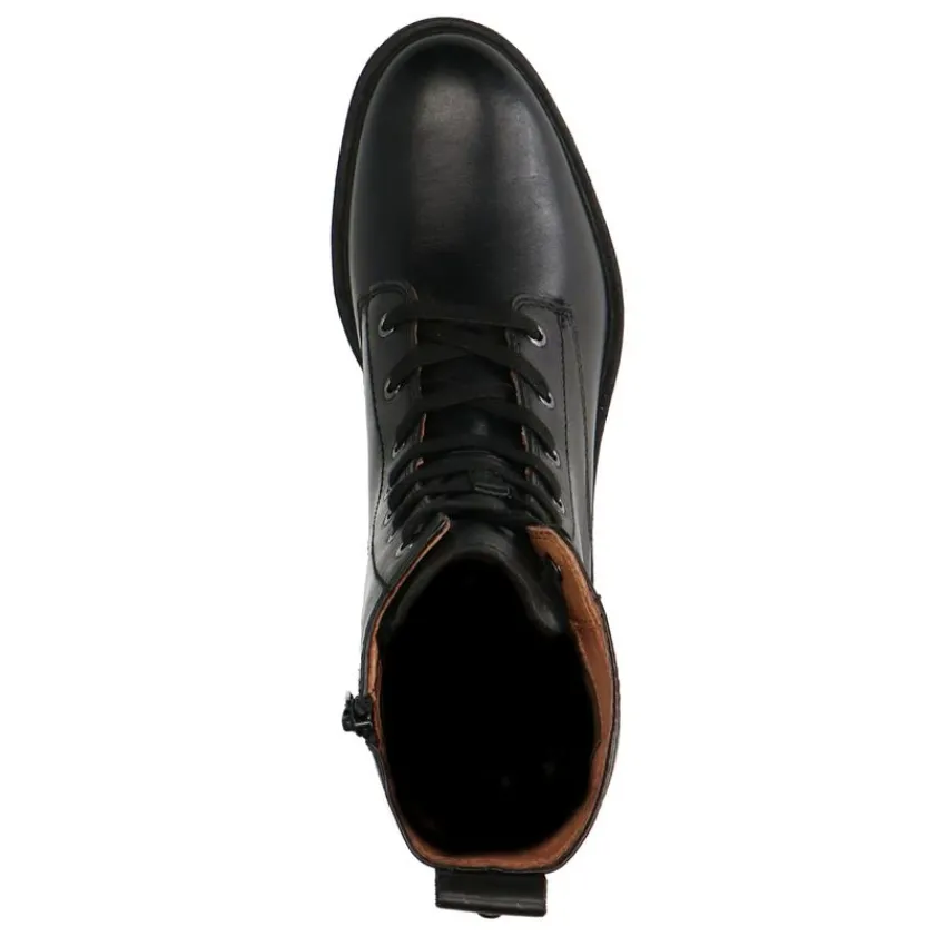 No Stress Zwart leren veterlaarsjes^DAMES Enkellaarsjes