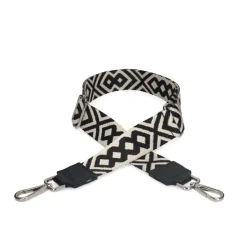 Manfield Zwarte bag strap met witte details^ Overig
