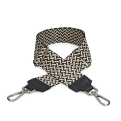 Manfield Zwarte bag strap met witte details^ Overig