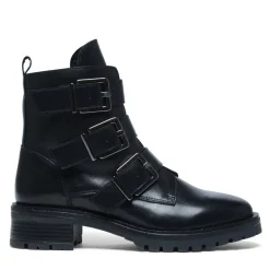 Manfield Zwarte biker boots^DAMES Enkellaarsjes