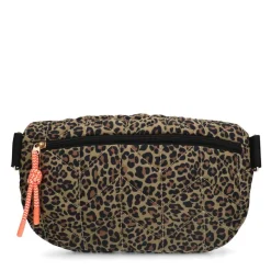 Manfield Zwarte bum bag met leopard print^ Heuptassen