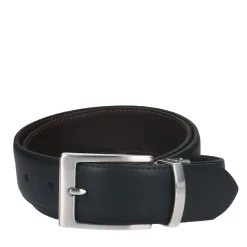 Manfield Zwarte en bruine omkeerbare leren riem^ Riemen