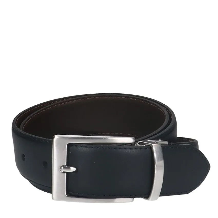 Manfield Zwarte en bruine omkeerbare leren riem^ Riemen