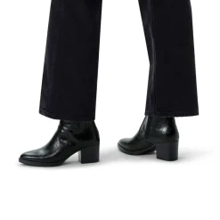 No Stress Zwarte enkellaarsjes met crocoprint^DAMES Enkellaarsjes