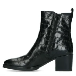 No Stress Zwarte enkellaarsjes met crocoprint^DAMES Enkellaarsjes